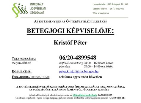 Betegjogi képviselő szerepe és elérhetősége
